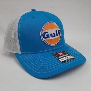 Retro Racing Gulf Oil Embroidered Patch Richardson 112 Trucker Cap Hat Snapback